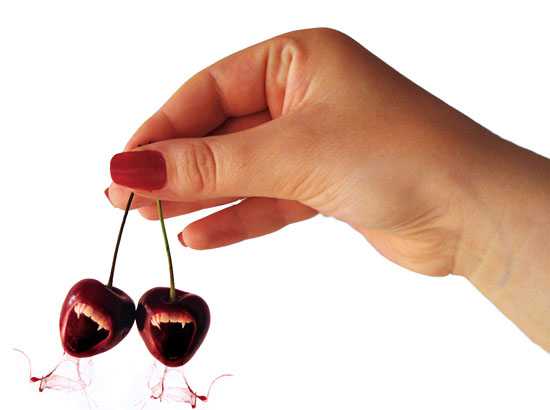 photoshop 经典合成张开血盆大嘴樱桃