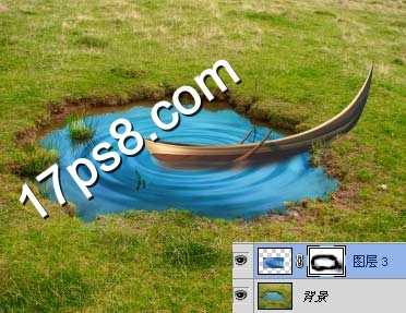 photoshop合成制作池塘边戏水美女