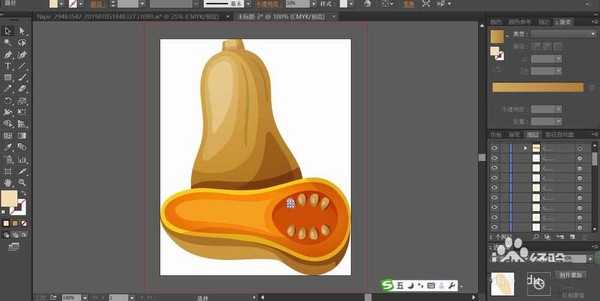 ai怎么绘制劈开的南瓜插画图?