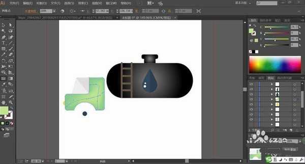 ai怎么设计扁平化的运油车插画? ai运油车的画法