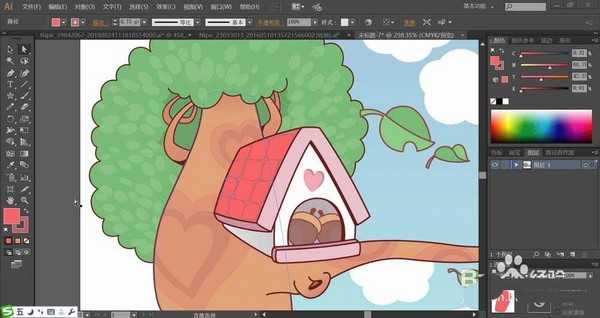 ai怎么手绘树屋插画? ai绘制树上小屋矢量图的教程